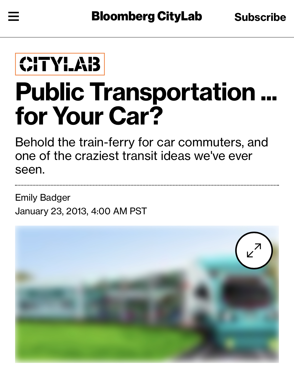Please Read The Bloomberg Article About the Rapid Commute System, “Public Transportation … for Your Car